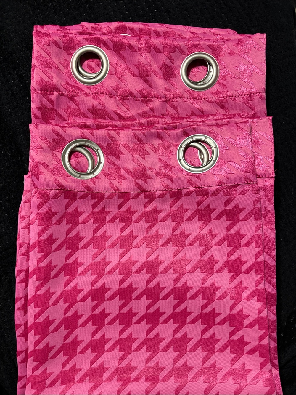 Ellery blackout Pink Houndstooth Grommet Curtain Panel